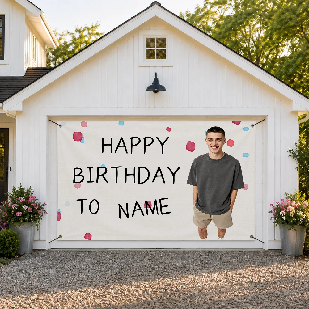 Custom Photo/Text Birthday Banner Flag Tapestry Suitable For Room Party Garage Decor Durable Polyester 4 Eyelets Indoor Outdoor