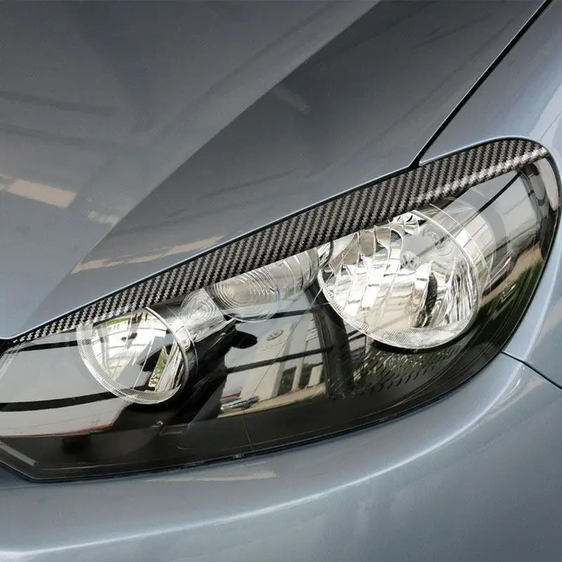 

Для VW Golf 6 MK6 GTI GTR 2009-2013 текстура из углеродного волокна/глянцевый черный 2 шт. автомобильные фары из АБС-пластика, накладка на крышку для бровей и век