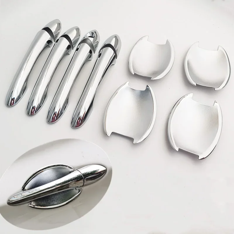 

Накладка на ручку двери автомобиля из карбона и хрома для Hyundai Sonata / I45 2011-2014, аксессуары для стайлинга