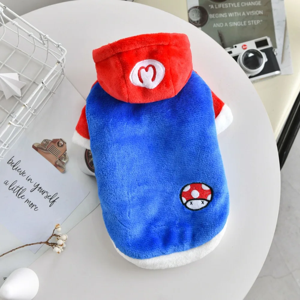 

XS-4XL Mushroom Style Dog Hoodie – Cozy Autumn/Winter Flannel Pet Clothes for Corgi & Small Breeds