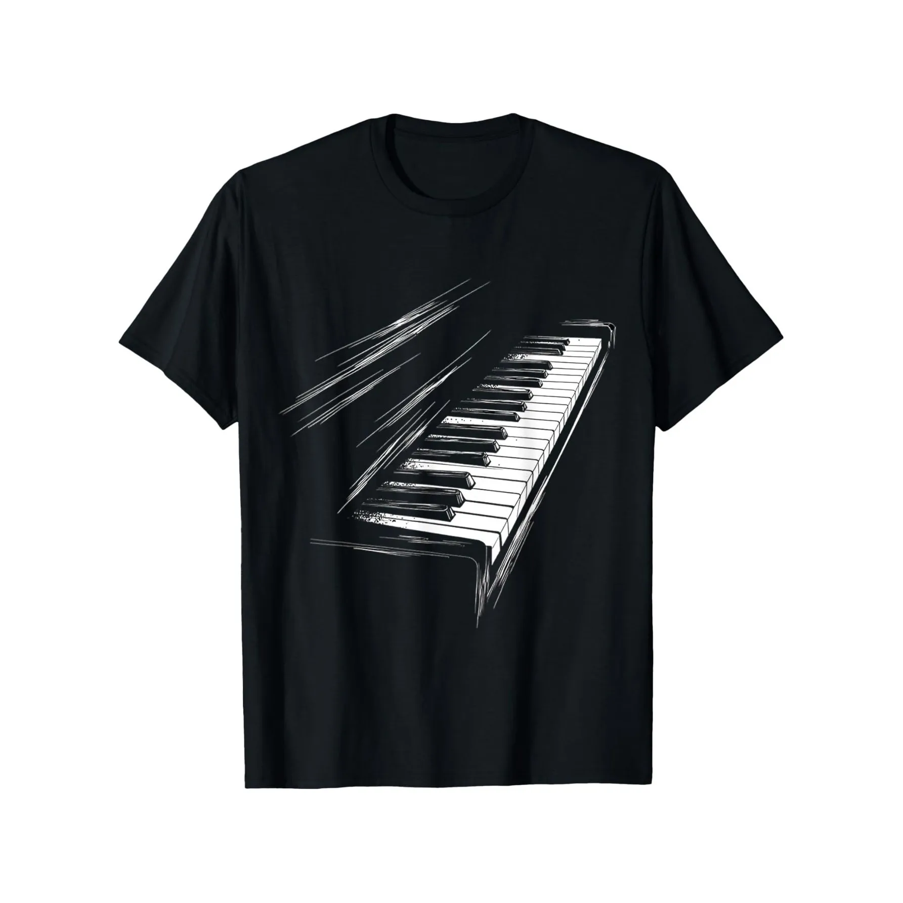 Piano Keyboard Graphic Tee Men Women Music Lover Short Sleeve Cotton T-Shirt Daily Wear