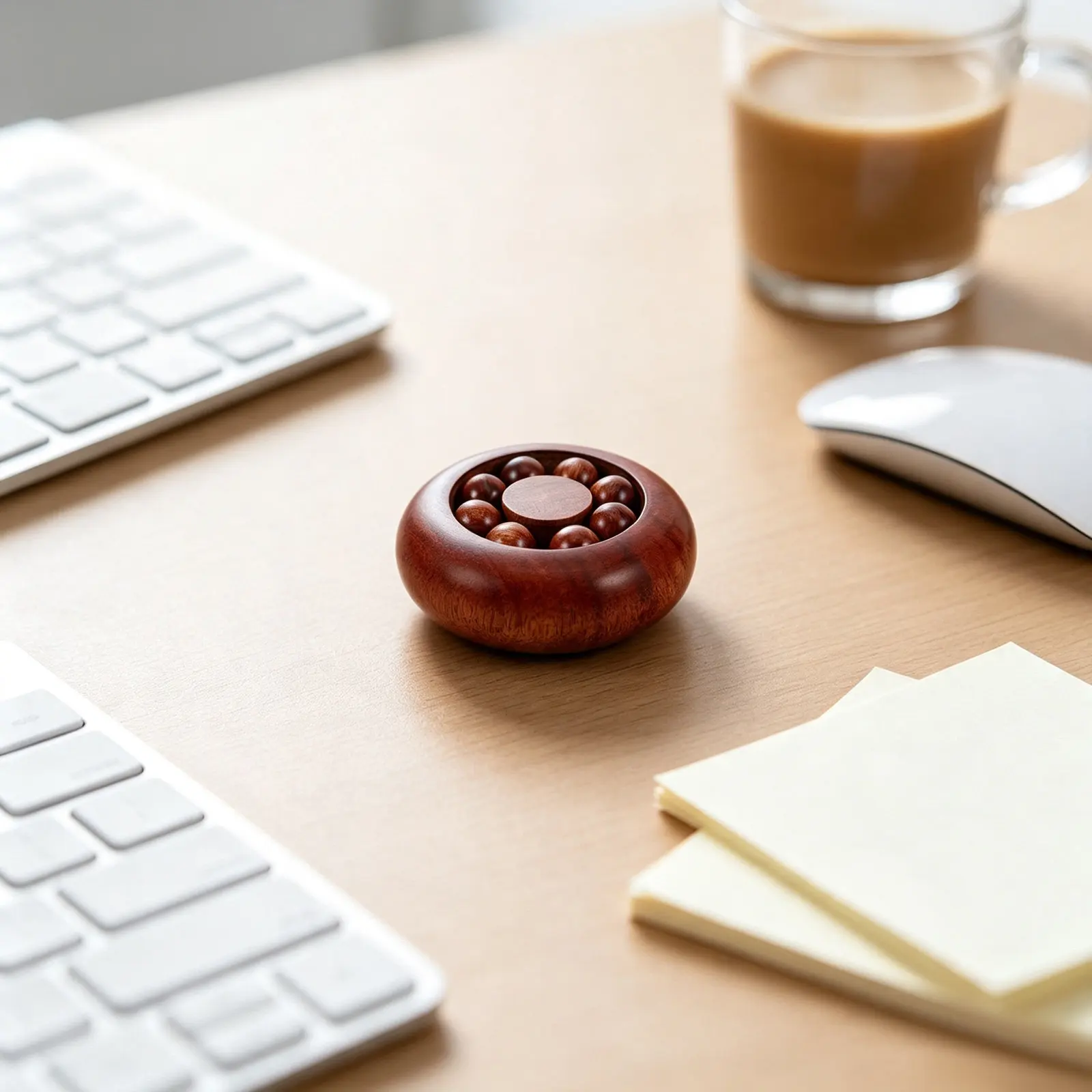 Polished Solid Wood Bead Palm Rotating Finger Strength Hand Fidget Stress Relief Round Quiet Rolling Coordination Skill