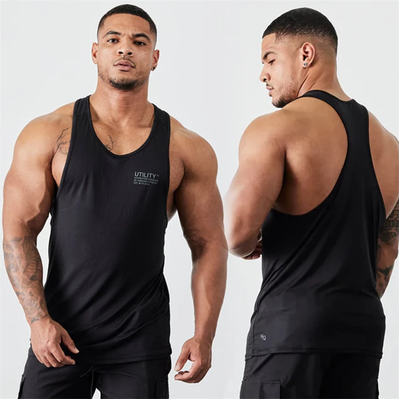 Summer Men\'s Sports Fitness Tank Top Jogger Gym Running Training clothing Sleeveless T-Shirt Quick Breathable Elastic Vest