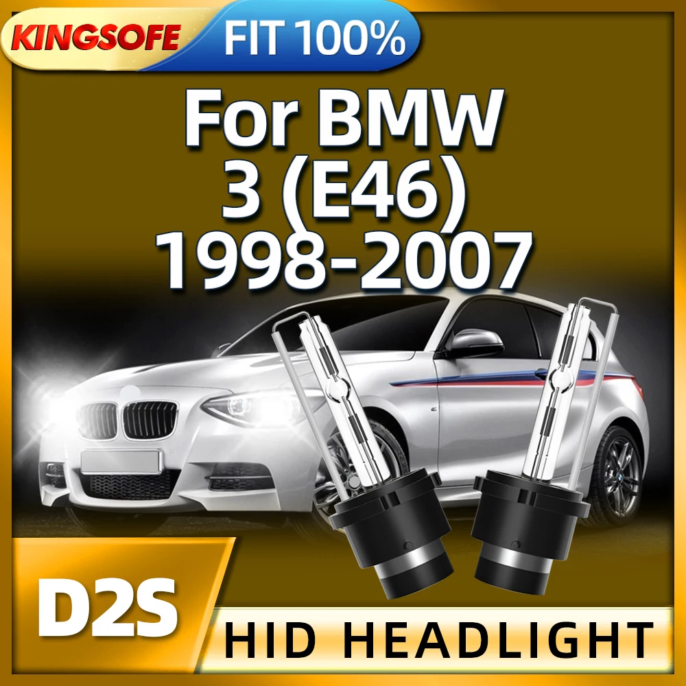 KINGSOFE 2PCS D2S 6000K Xenon Bulbs Lamps Lights Car Headlight For BMW 3 E46 1998 1999 2000 2001 2002 2003 2004 2005 2006 2007