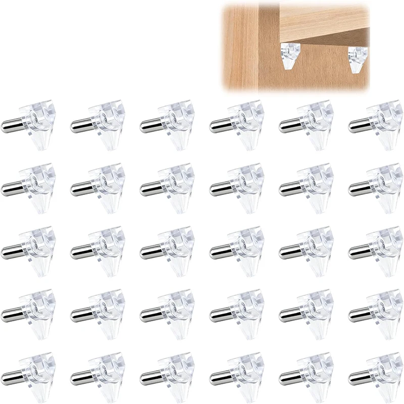 20/30Pcs Support Cabinet Shelf Pins 5mm Shelf Support Peg Clear Plastic Replacement Pin Support Cabinet Shelf Pins for Furniture