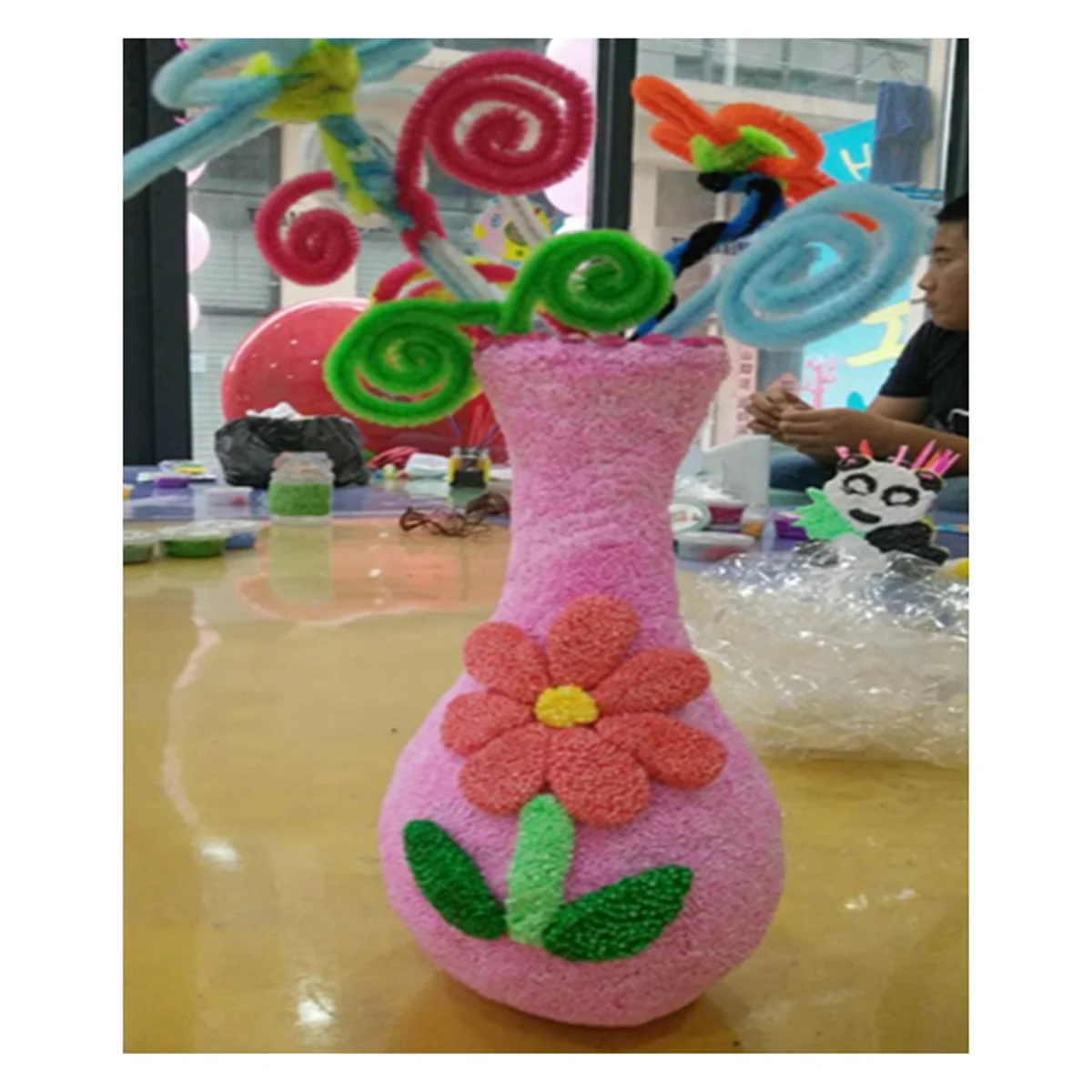 Diy vaso de flores desenho artesanato para crianças, 5 pçs vaso inacabado vaso de flores de madeira artesanal vaso floral diy pintura brinquedos