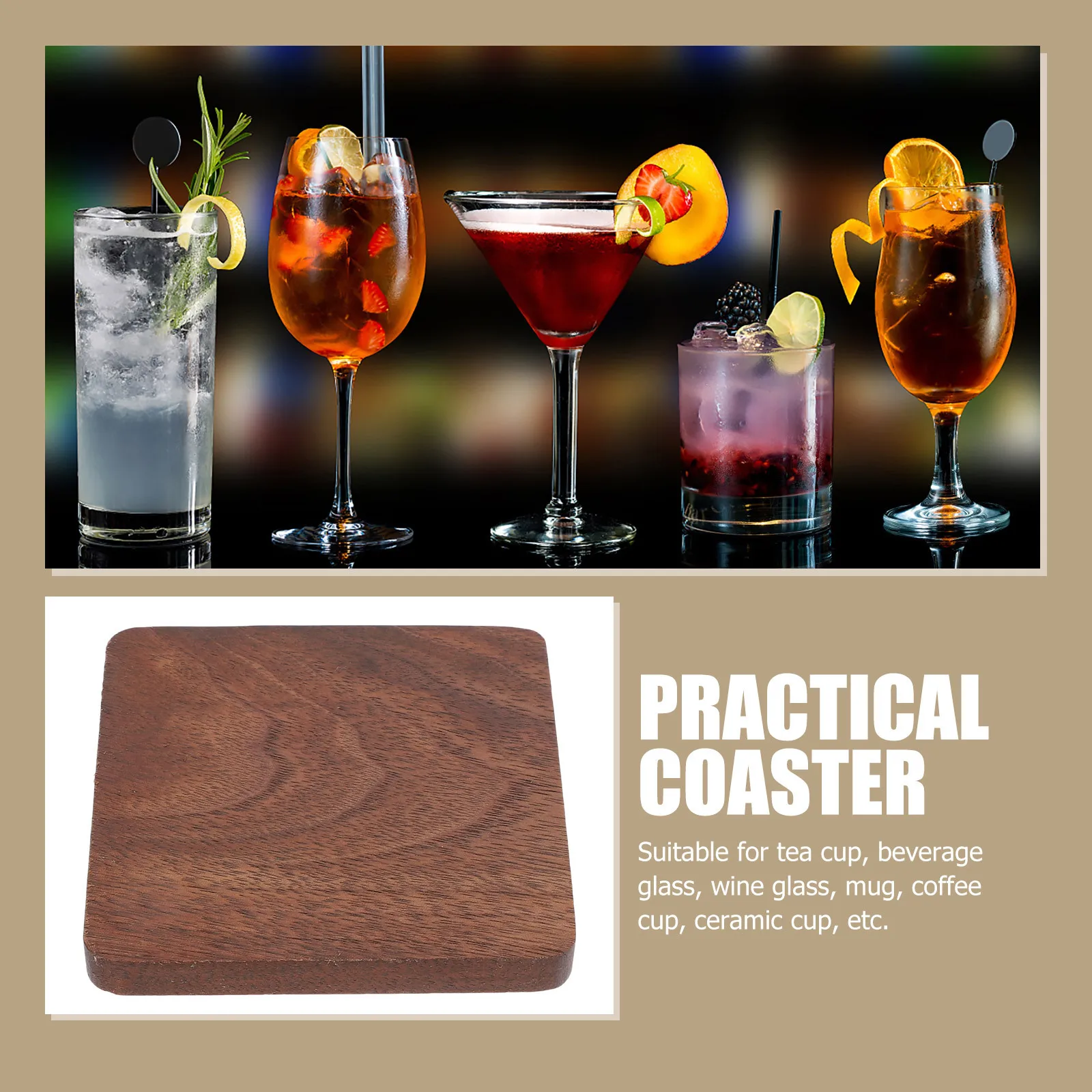

Premium Wooden Cup Mat Solid Wood Geometric Coaster Heat-Proof Cup Pad Decorative Table Protector Pads Table Protector Mat
