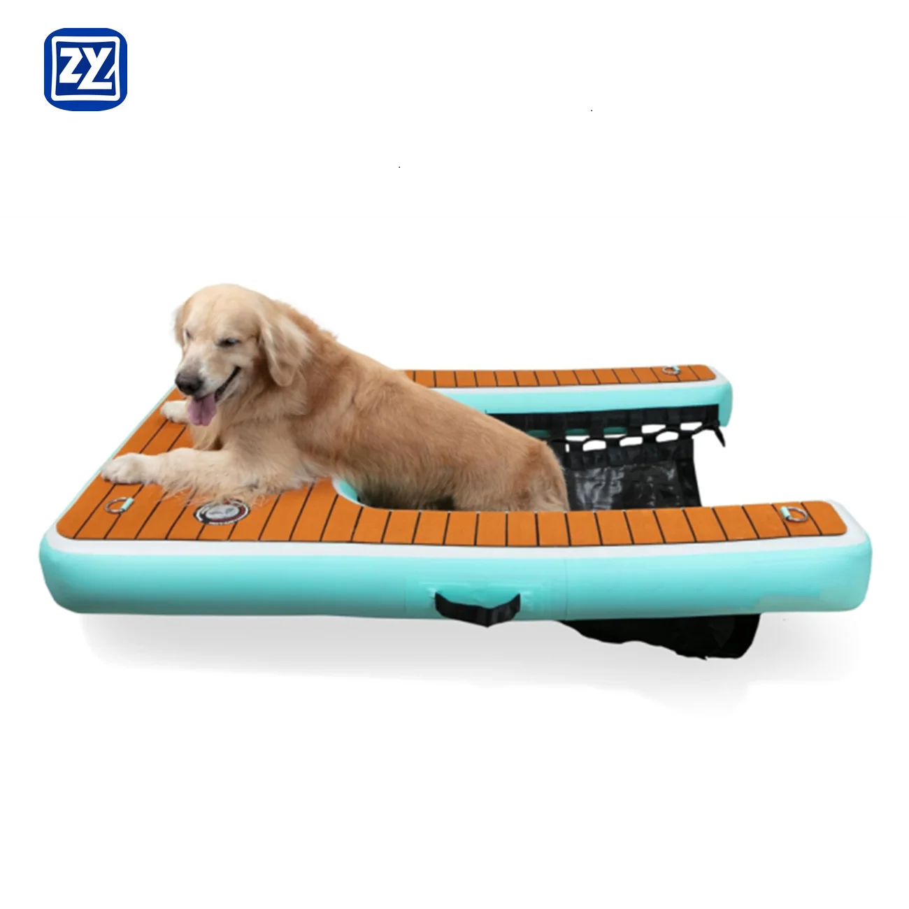 Rampa de escalera de piscina para perros duradera, muelle inflable para perros, plataforma flotante, estera de piscina con malla