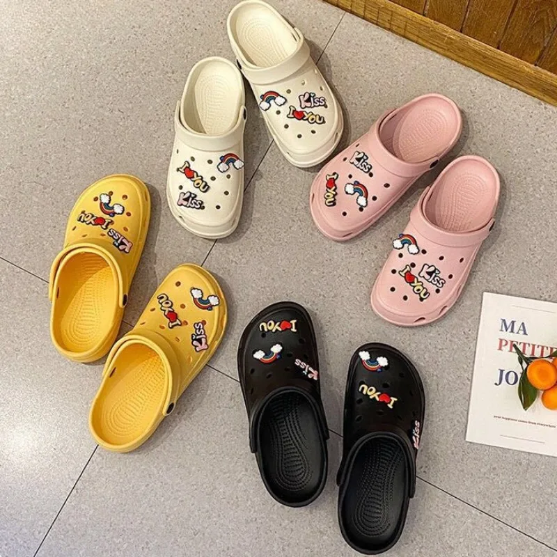 Women Baotou Slippers Summer New Fashion Waterproof Outdoor Women Soft Sole Comfortable Garden Indoor Clogs Hole Sandals