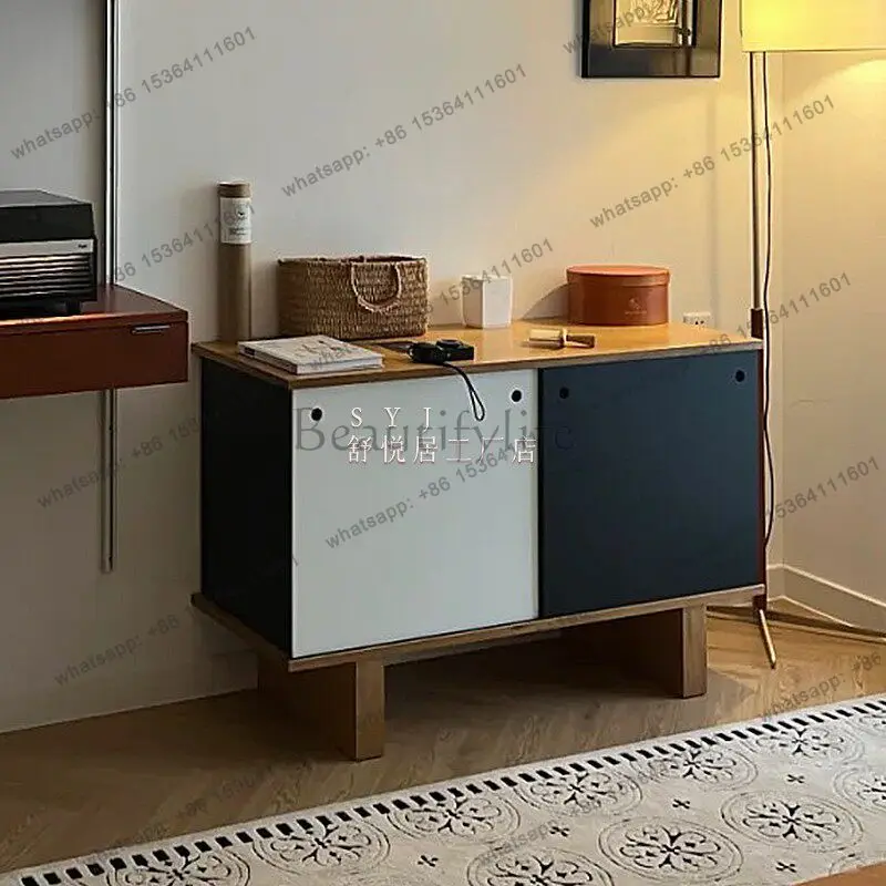 

Modern simple dining side storage cabinet living room black and white color-blocking TV cabinet