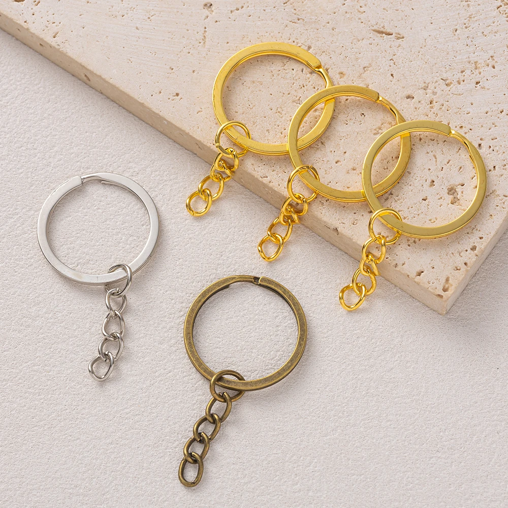 5Pcs/Lot Gold Color Key Chain Key Ring Round Split Keyrings Keychain Pendants For DIY Jewelry Making Christmas Gift Wholesale