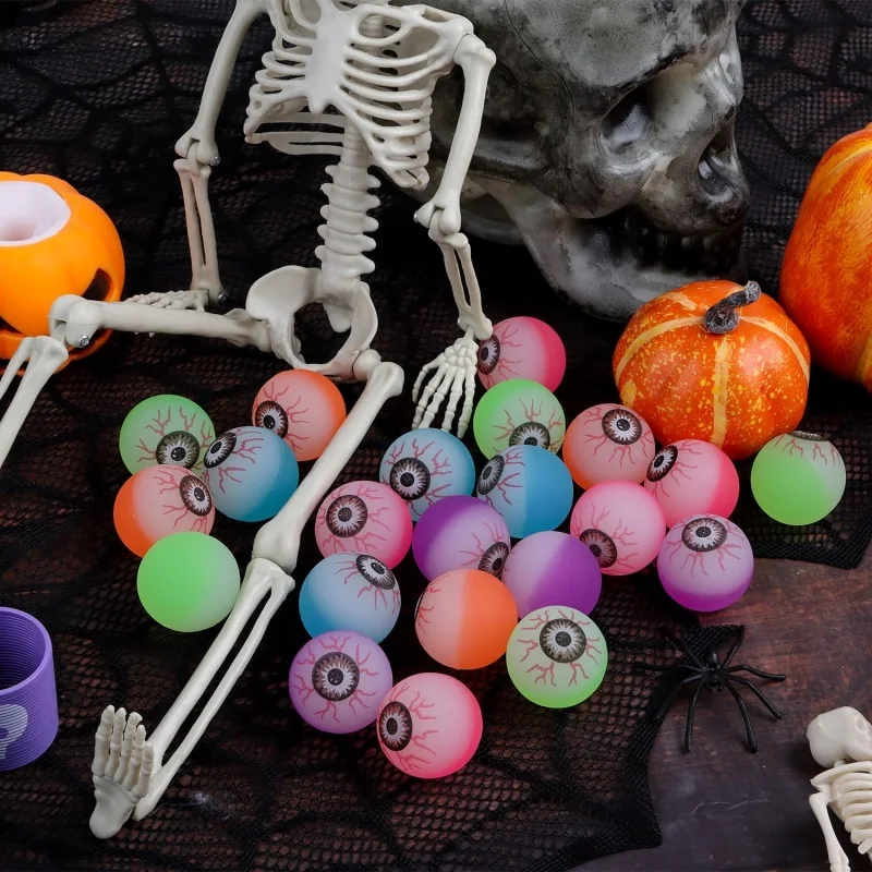 10pcs 3cm Halloween Eyeballs Funny Bouncy Eyeballs Scary Toys Halloween Party Props Bouncy Rubber Jumping Ball Toy Gift