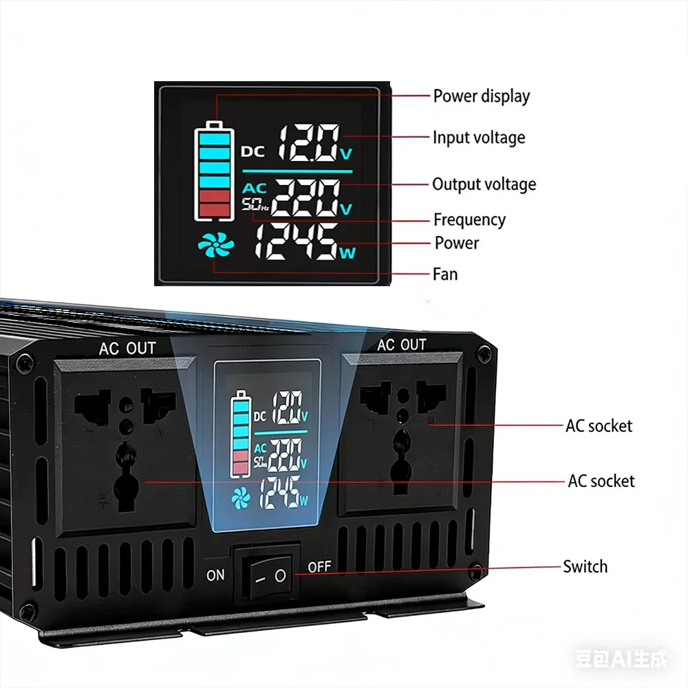 Pure Sine Wave Inverter DC 12V/24V/48V/60V/72V To AC 220V 50Hz/60Hz 1000W 2000W 3000W 4000W 5000W 6000W 8000W Car Solar Inverter