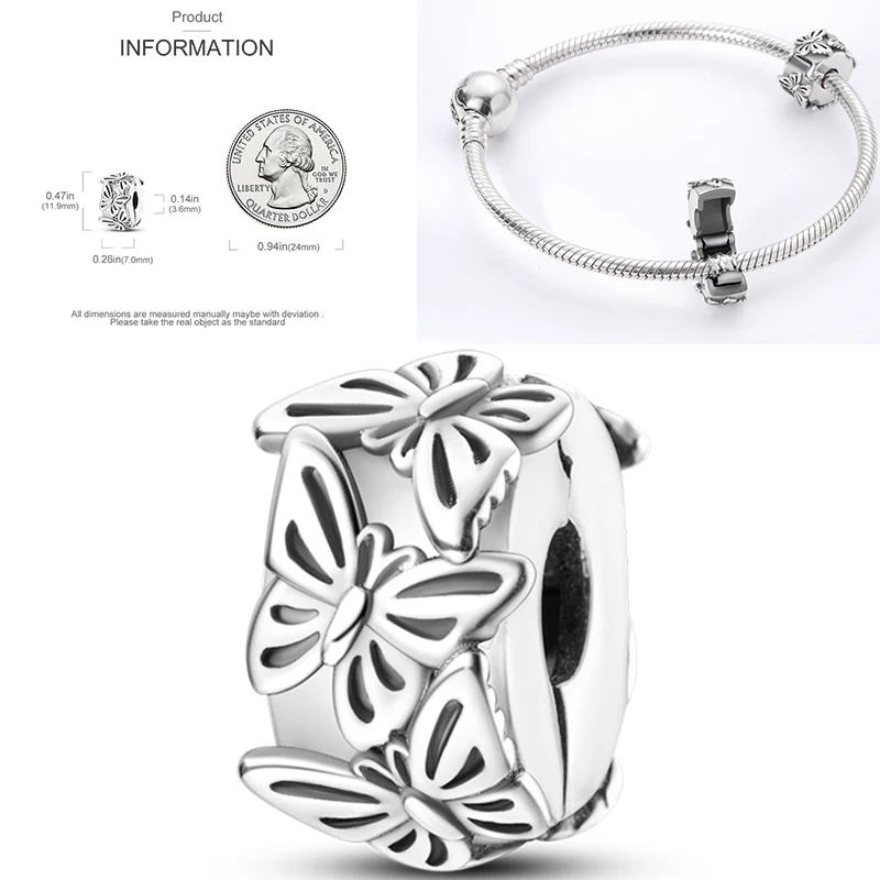 925 Sterling Silber Charm-Perlen Vierblättriges Kleeblatt Delfin Sonne Mond Kirsche Motorrad Reise DIY Armband Halskette Geschenk für Frauen – Detail 20