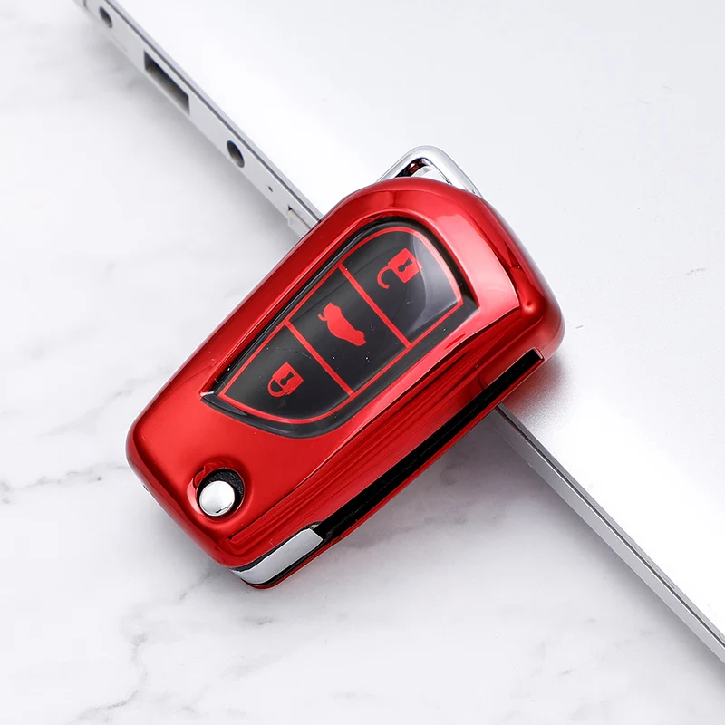 Autos chl üssel Fall Abdeckung Soft TPU Flip Remote Key Protector Haut halter für Toyota Corolla Highlander Auris Avensis Verso Yaris Rav4