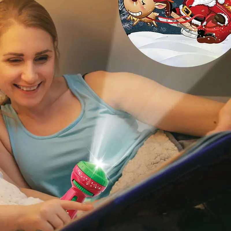 Christmas Flashlight Projector Early Education Projector Toy 24 Christmas Patterns Flashlight Projector Bedtime Cognition Fun