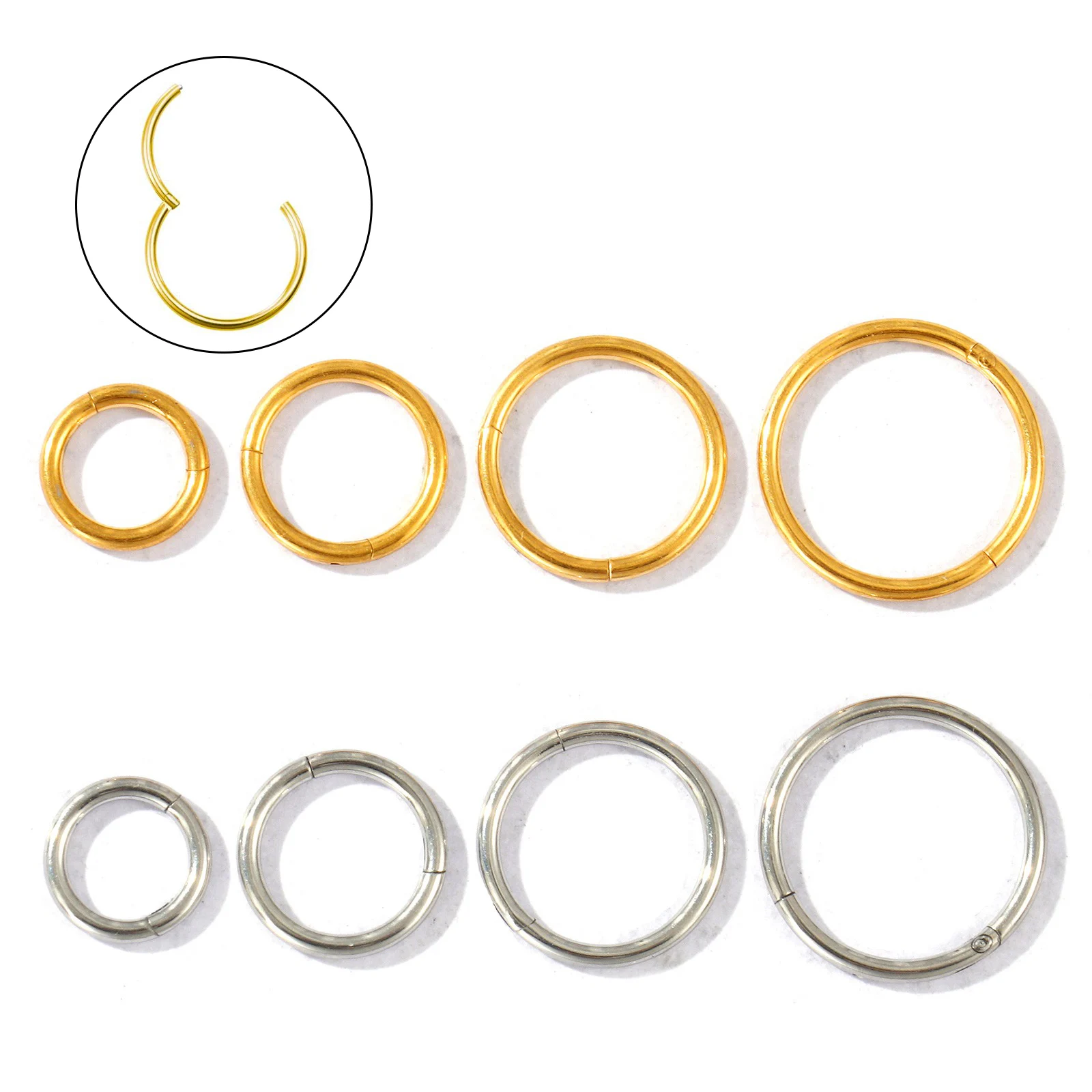 2PC 316 Stainless Steel Piercing Jewelry Hinged Segment Clicker Hoop Ring Clasp Round Nose Rings Hoop Ear Earrings Body Piercing