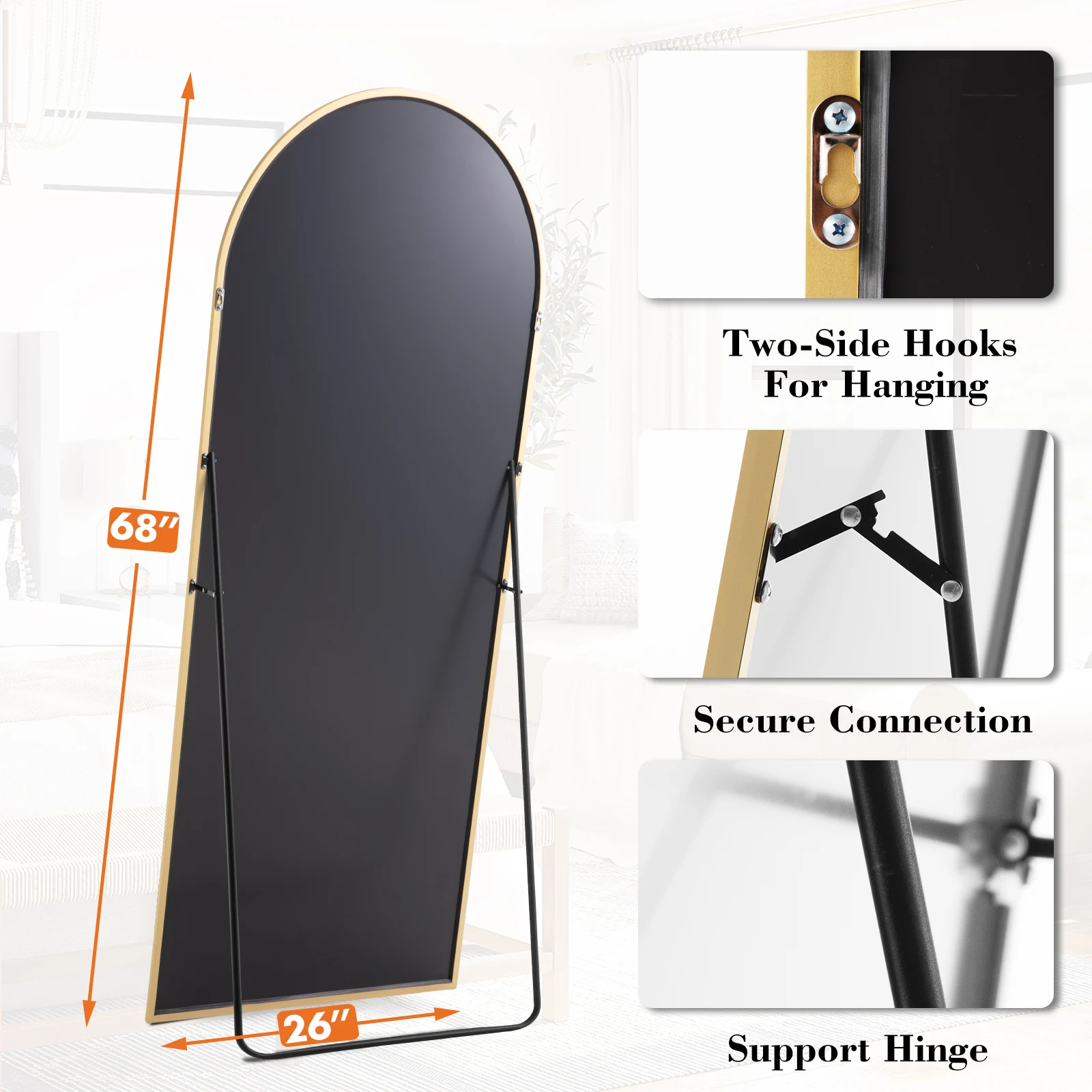 JHK Floor Mirror with Aluminum Alloy Frame 65