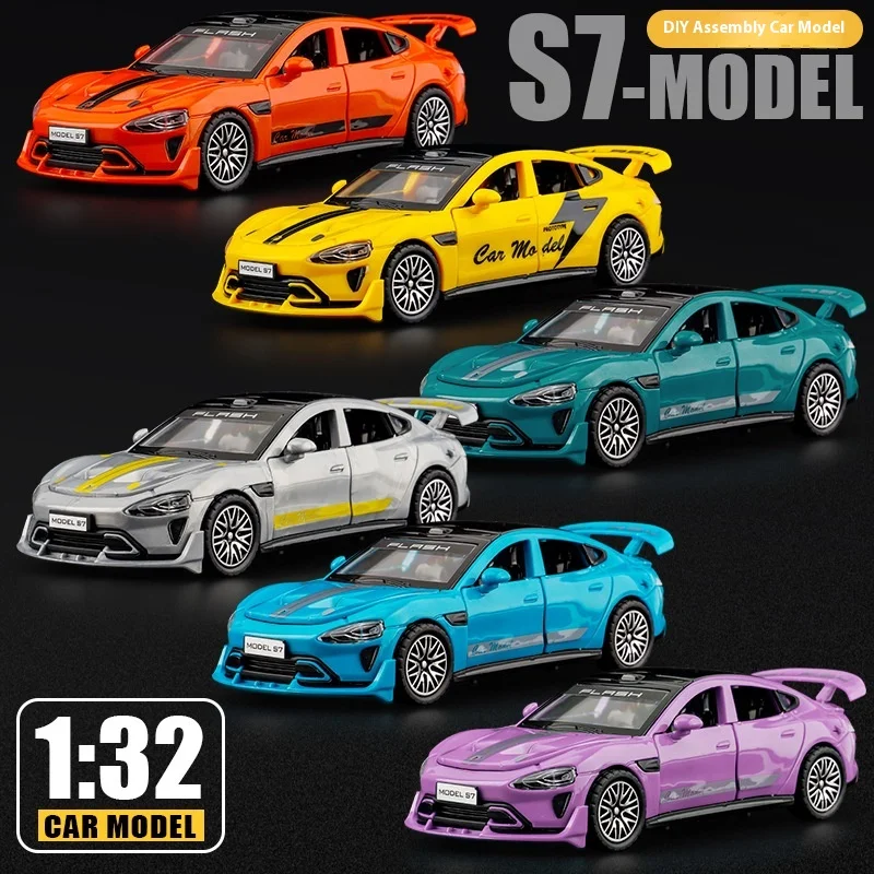 S7 voiture Simulation porte retirer voiture de sport modèle course garçon Puzzle bricolage assemblé adulte enfants jouet cadeaux.