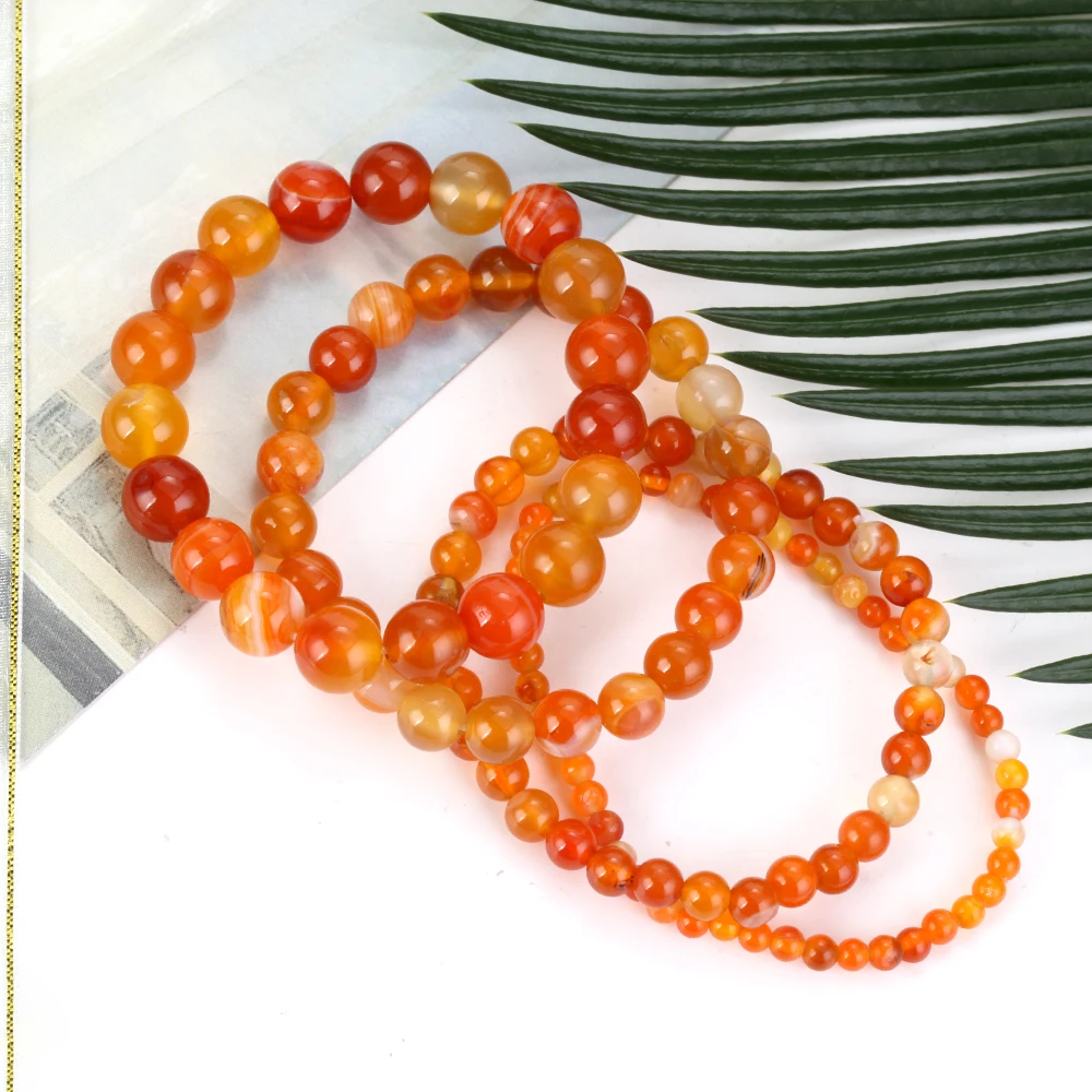 Natural Stone Bracelet Orange Striped Agates Beads Jewelry Gift For Men Magnetic Health Protection Women 6 8mm