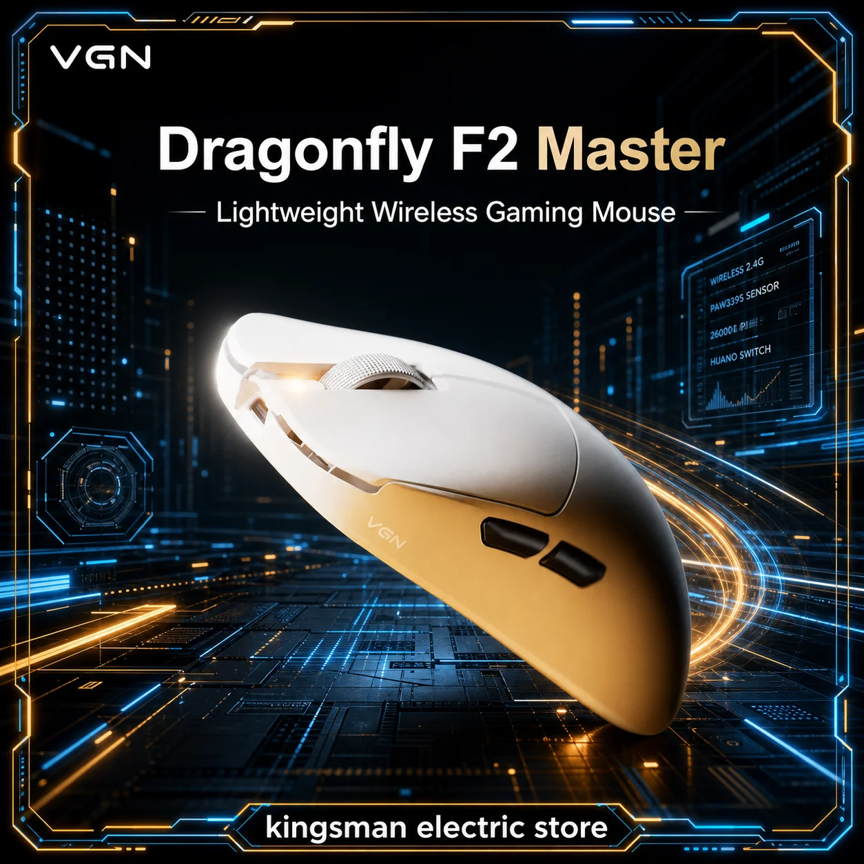 VGN Dragonfly F2 Series 8K Wireless Gaming Mouse PAW3395/PAW3950 Ultra-Light Tri-Mode FPS Esports Mouse For CSGO