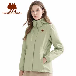 GOLDEN CAMEL Waterproof Hiking Jacket for Men Women Three-in-One Detachable Jackets Two-piece Tide Windbreakers Outdoor Clothing