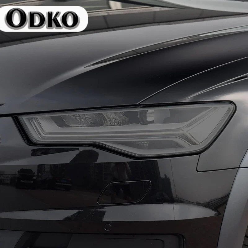 

2 Pcs Car Headlight Protective Film Smoked Black Tint Wrap Vinyl Transparent TPU Sticker For Audi A6 C7 4G S6 RS6 2012-2018