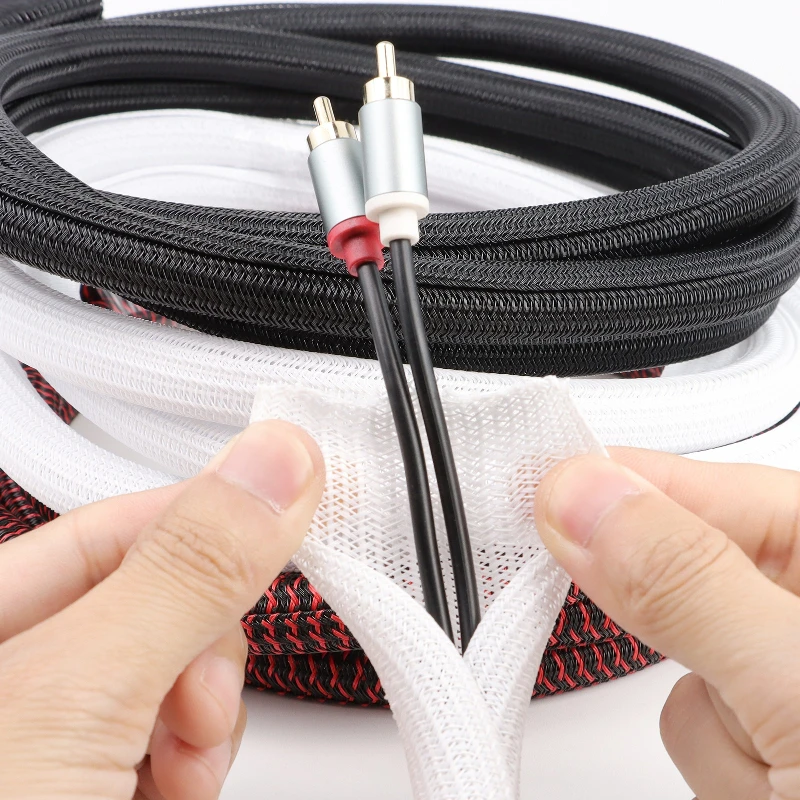 Split-Kabelhülse 6mm ~ 50mm PET Geflochtene Isolierte Selbstschließende Ummantelung USB-Kabelummantelung Stromkabel-Organizer Leitungsschutz – Detail 9