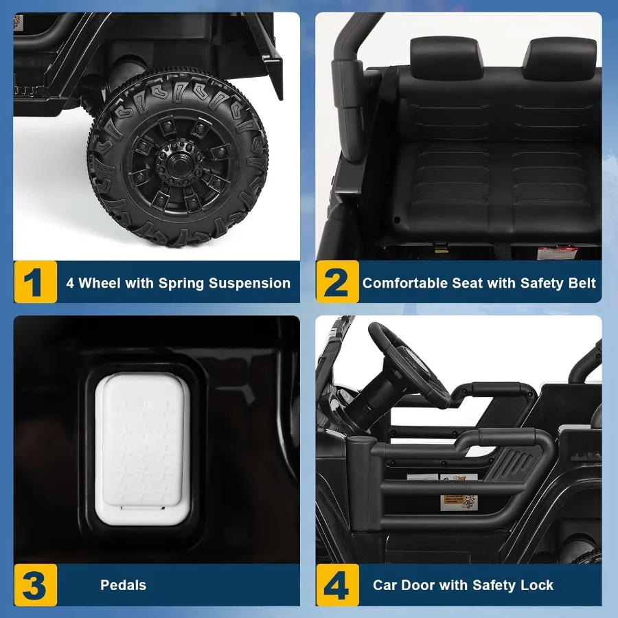 Elektryczny samochód dla dzieci 12V z pilotem, elektryczny pojazd terenowy dla dzieci, samochód ciężarowy na baterie, z...