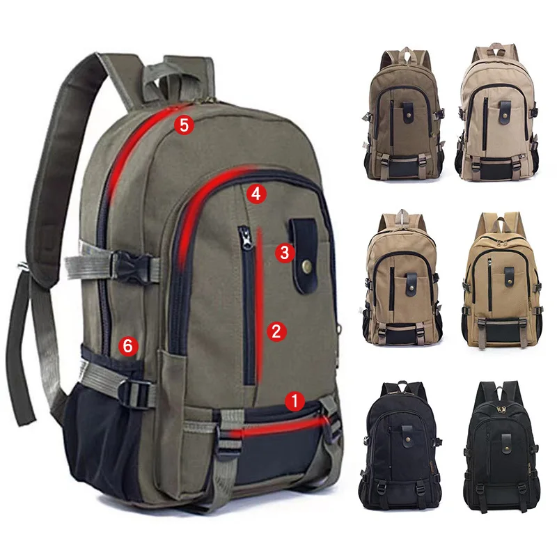 Mochila de viaje táctica militar para hombre, bolsa de alpinismo de lona de gran capacidad para acampar al aire libre, bolsa para ordenador