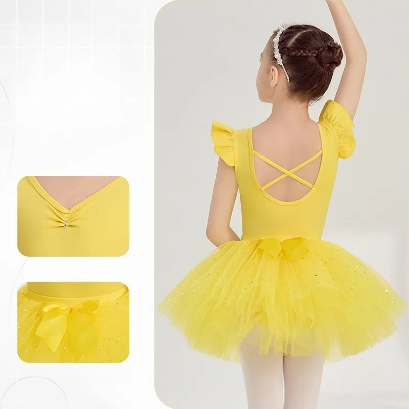 Girls Sleeveless Ballet Leotard Tutu Dress Kids Dance Outfit Gymnastics Training Costume Summer Daily Practice Stage Performance - view 6