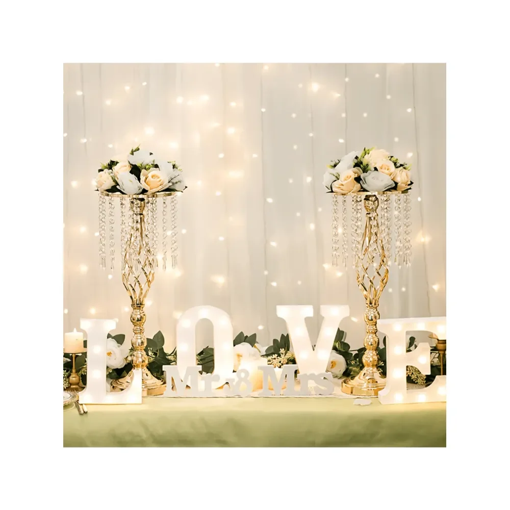 

Crystal Flower Racks, Metal Vase Centerpieces, Elegant Table Decor for Wedding, Party, Dinner, Event and Halloween