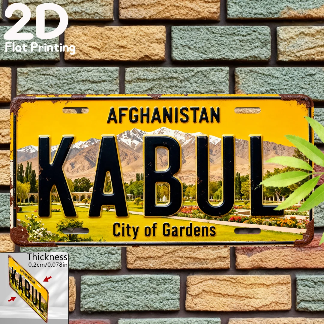 1pc 2D Flat Print Vintage Aluminum Decorative Plaque 15.24cm X 30.48cm Kabul City Afghanistan Vintage Garden Wall Sign Boxing Da