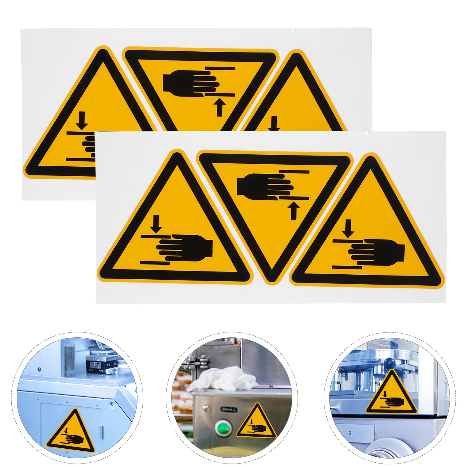 

6Pcs Safety Warning Sign Stickers Durable High Viscosity Hand Pinch Caution Labels for Machinery Workplace Safety Decals
