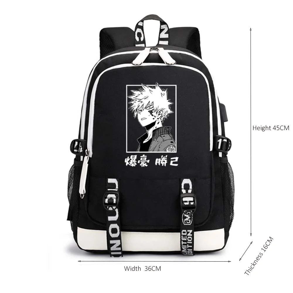 Rucksack mein Held Akademie Bakugou Katsuki Bakugo Kawaii Umhängetasche Anime Cartoon Grafik Teen Student Mode Unisex Schult asche