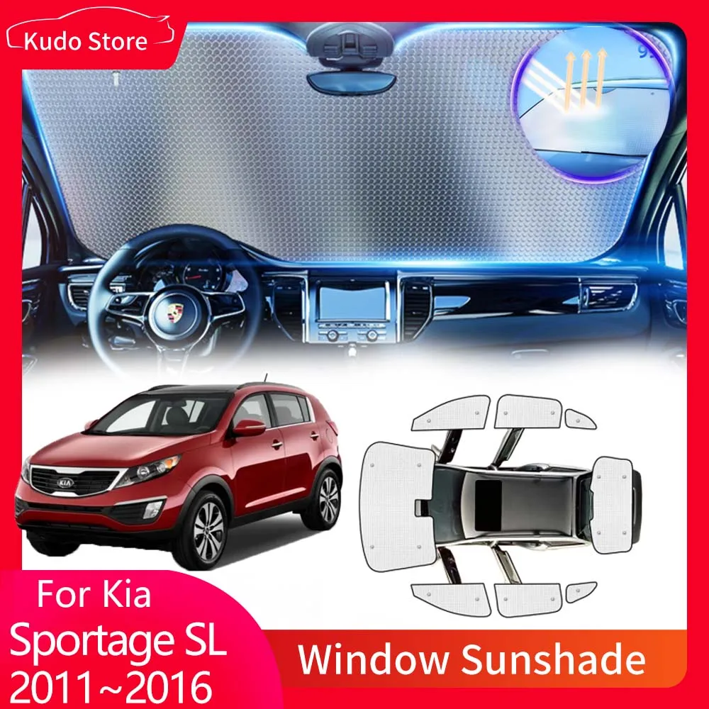 Full Cover Sunshades for Kia Sportage SL 2011~2016 2012 2015 Sun Shade Visor Windshield Mat Rear Side Window Curtain Accessories