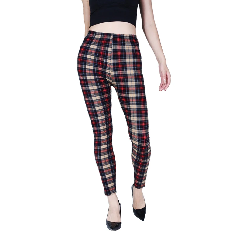 Khaki Plaid WOMEN\'S Sports and Fitness Leggings