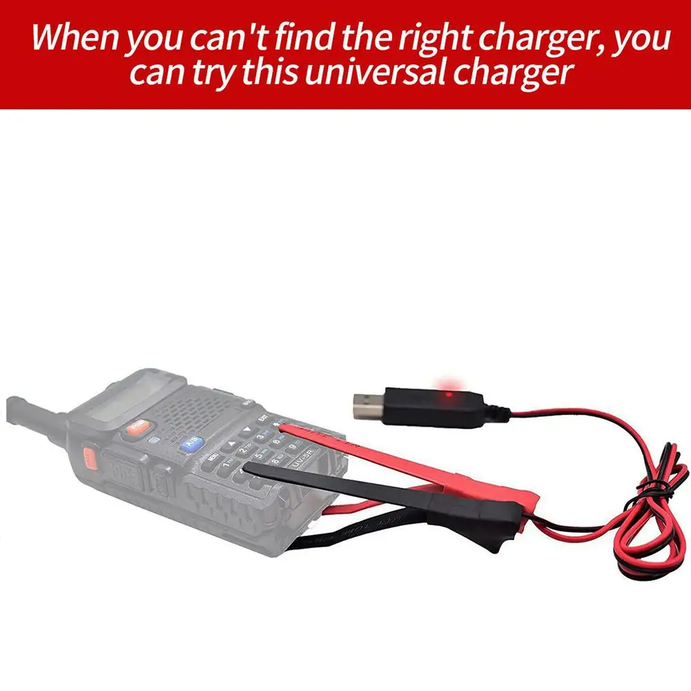 For Baofeng Walkie Talkie Universal USB Charger Cable For UV-5R UV-82 BF-888S TYT Retevis Two Way Radio With Indicator Ligh J0S3