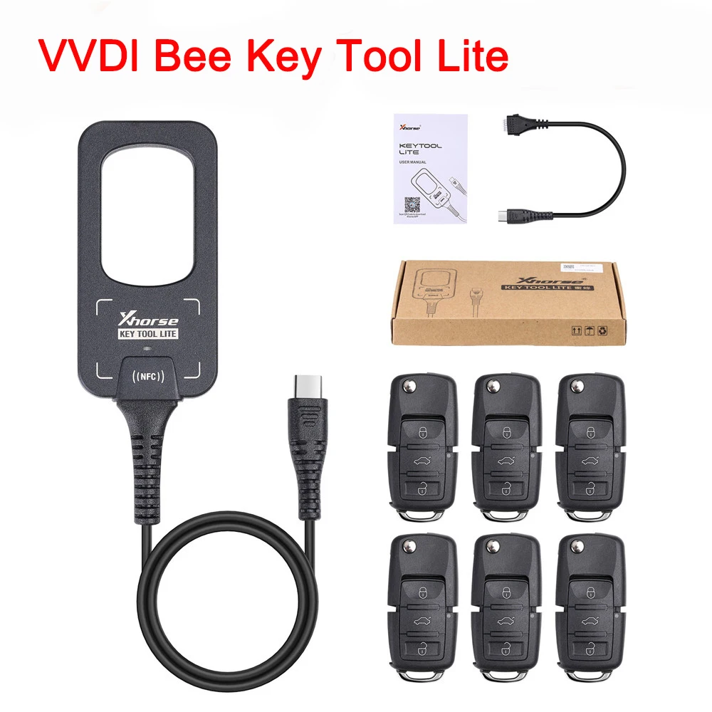 Xhorse VVDI BEE Key Tool Lite Frequency Detection Transponder Clone with 6 XKB501EN High Quality Key Programmer Tool