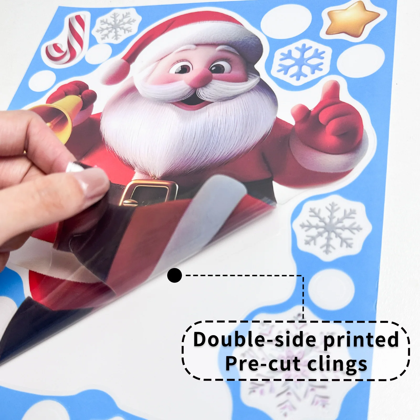 Christmas Festive PVC Static Glass Stickers Snowman Santa Tree–No Glue, Reusable Xmas Decor for Home, Party & Store Windows