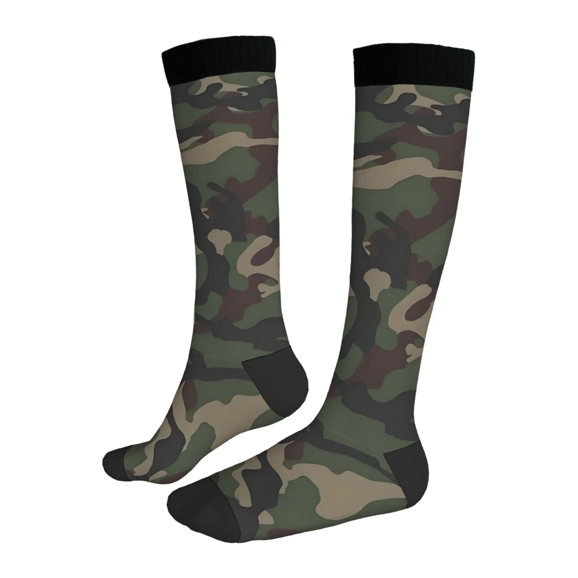 Vintage Retro Camouflage Knee High Socks 90s Military Fashion Throwback Distressed Camo Print & Streetwear Edge for Nostalgic view 5