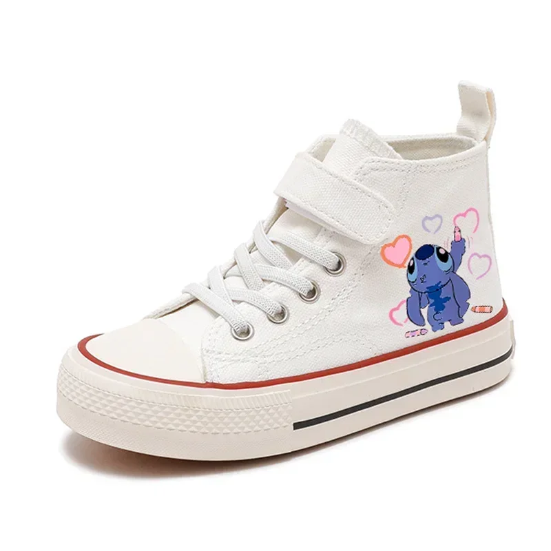 Crianças Disney Lilo Stitch Sport Shoes, High-Top, Lona, Casual, Desenhos animados, Conforto, Imprimir, Tênis, Garotas, Garoto, 2024