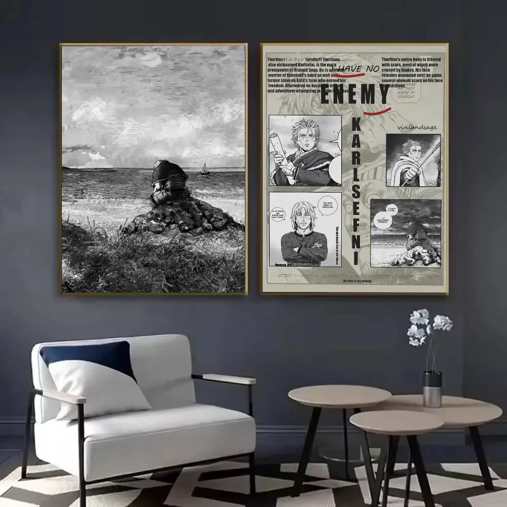 V-Vinland Saga Anime Japan Poster Waterproof Sticky Wall Art Print For Bedroom Living Room Hallway Bar Home Decor