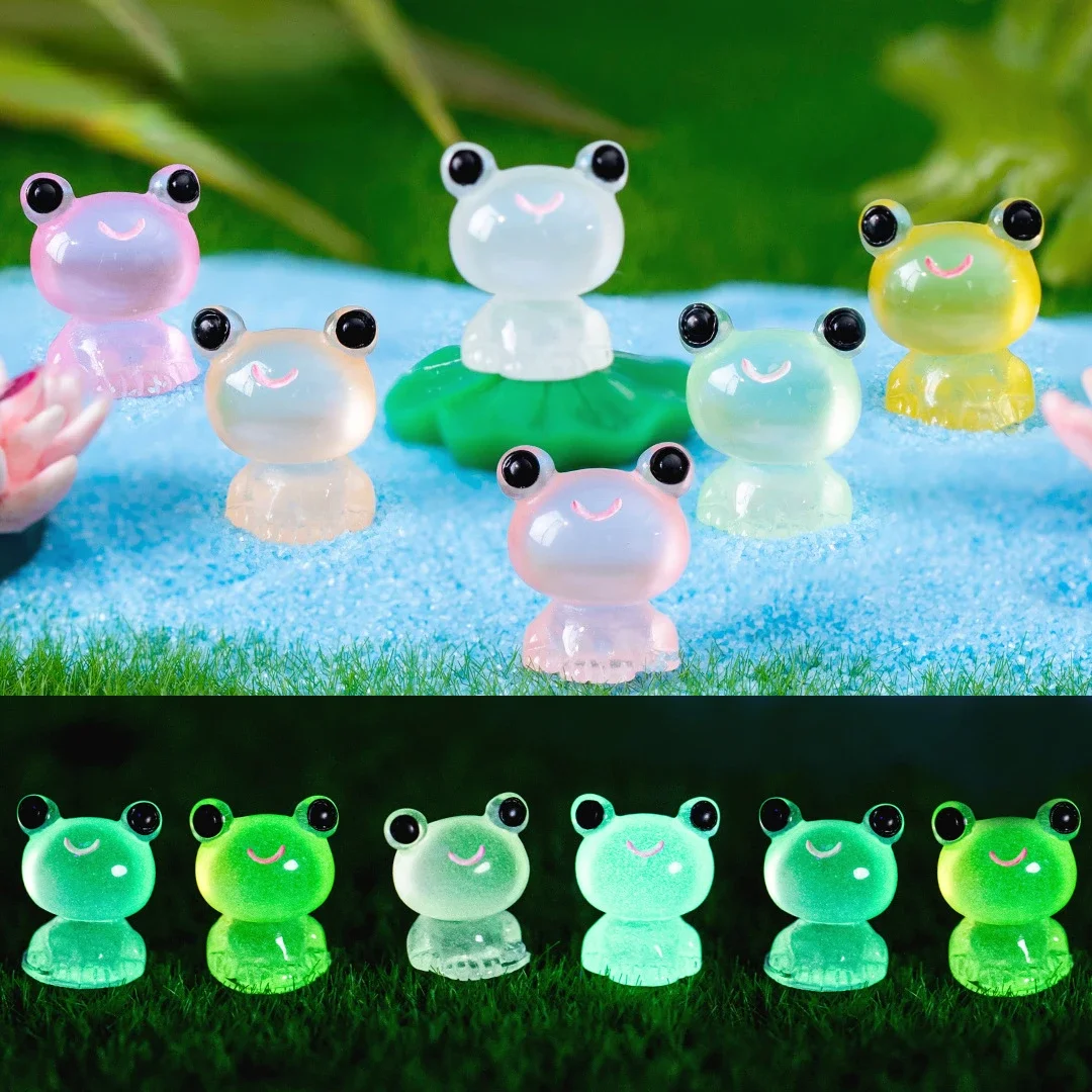 

50/100pcs Luminous Frogs Mini Figurine Micro Landscape Decoration Frog Fairy Garden Miniatures Home Decoration DIY Accessories