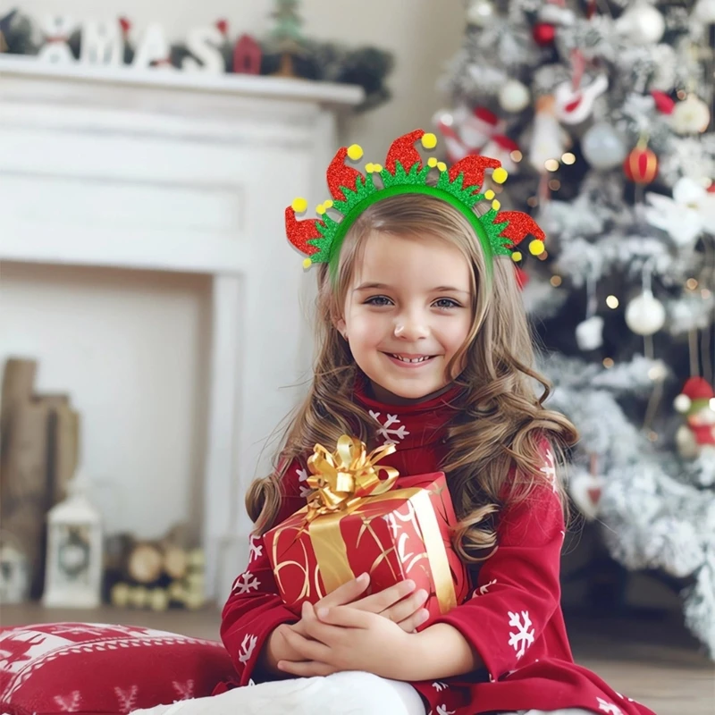 2025 Baru Tema Ikat Rambut Santa/Ikat Kepala Rusa Dekorasi Perayaan Liburan