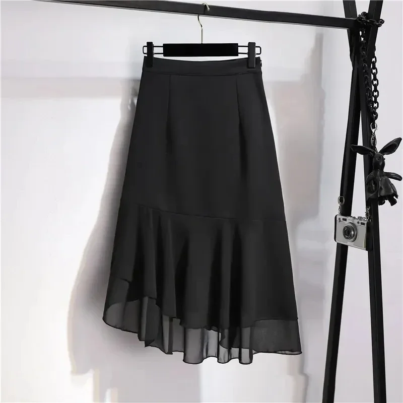 

Asymmetric High Waist Midi Skirt for Women Summer 2025 Design Sensation Small ence Irregular Hemline Fish Tail Skirts ZT57