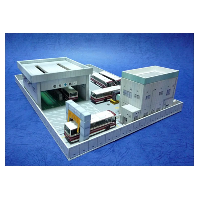 1:150 N-Scale Japanese Building Diorama 3D Paper Model Scene DIY Handmade Ornaments Bus Terminal