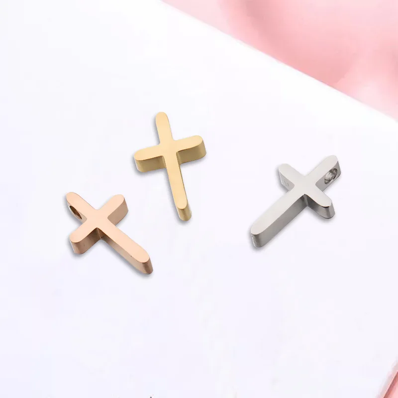 5Pcs 304 Stainless Steel 14x8.5mm Cross Beads Charms For DIY Bracelets Necklace