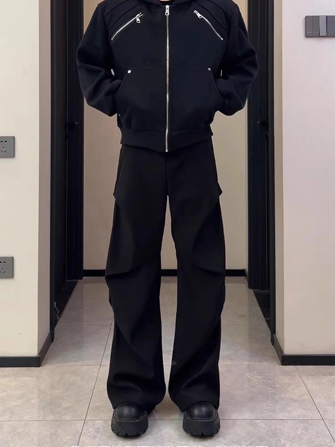 

Мужские повседневные плиссированные брюки Bla Casual: осенние, прямые, с драпировкой, в стиле рабочей одежды, Cleanfit, с высокой талией, широкие штанины, молодежный стиль