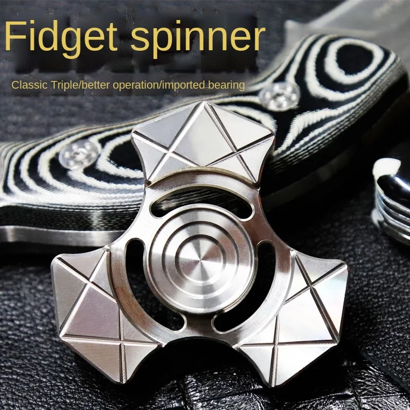 EDC Fingertip Gyro Omahawk All Metal Stainless Steel Fidget Spinner Toy Children Decompression Decompression